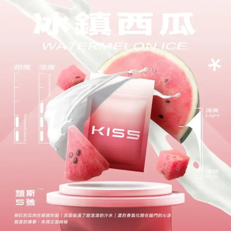 KISS-鎧斯5號一代煙彈-冰鎮西瓜.webp - BA-SMOKE 台灣電子煙旗艦店 | 主機、煙彈、一次性電子霧化器